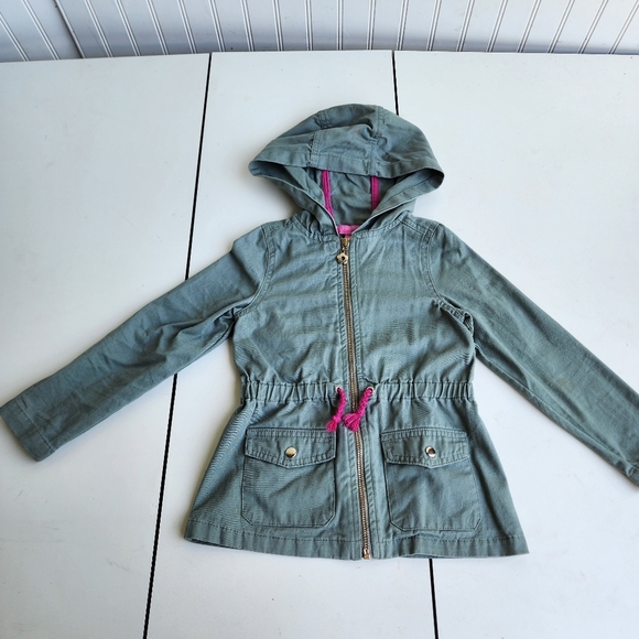 Isaac Mizrahi Girl Pink Tie Belted Full Gold Zip Hooded Jacket Green Size XS (4) - Picture 1 of 14